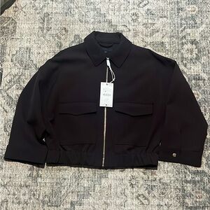 Zara Brown Zip-Front Lightweight Jacket